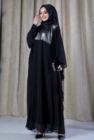 Tesettür giyim SİYAH PELERİNLİ ŞİFON ELBİSELİ TAKIM T 0538