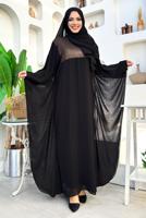 Tesettür giyim SİYAH PELERİNLİ ŞİFON ELBİSELİ TAKIM T 0538