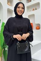 Tesettür giyim SİYAH TAŞ DETAYLI ELBİSELİ TAKIM T 0948