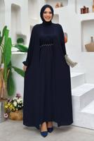 Vêtements hijab BLEU MARINE TAILLEUR ROBE AVEC GEMME T 0948