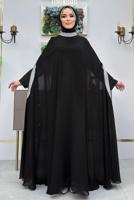 Tesettür giyim SİYAH TAŞLI PELERİNLİ ELBİSELİ TAKIM T 5783