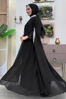 Tesettür giyim SİYAH TAŞLI PELERİNLİ ELBİSELİ TAKIM T 5783