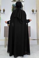 Tesettür giyim SİYAH TAŞLI PELERİNLİ ELBİSELİ TAKIM T 5783