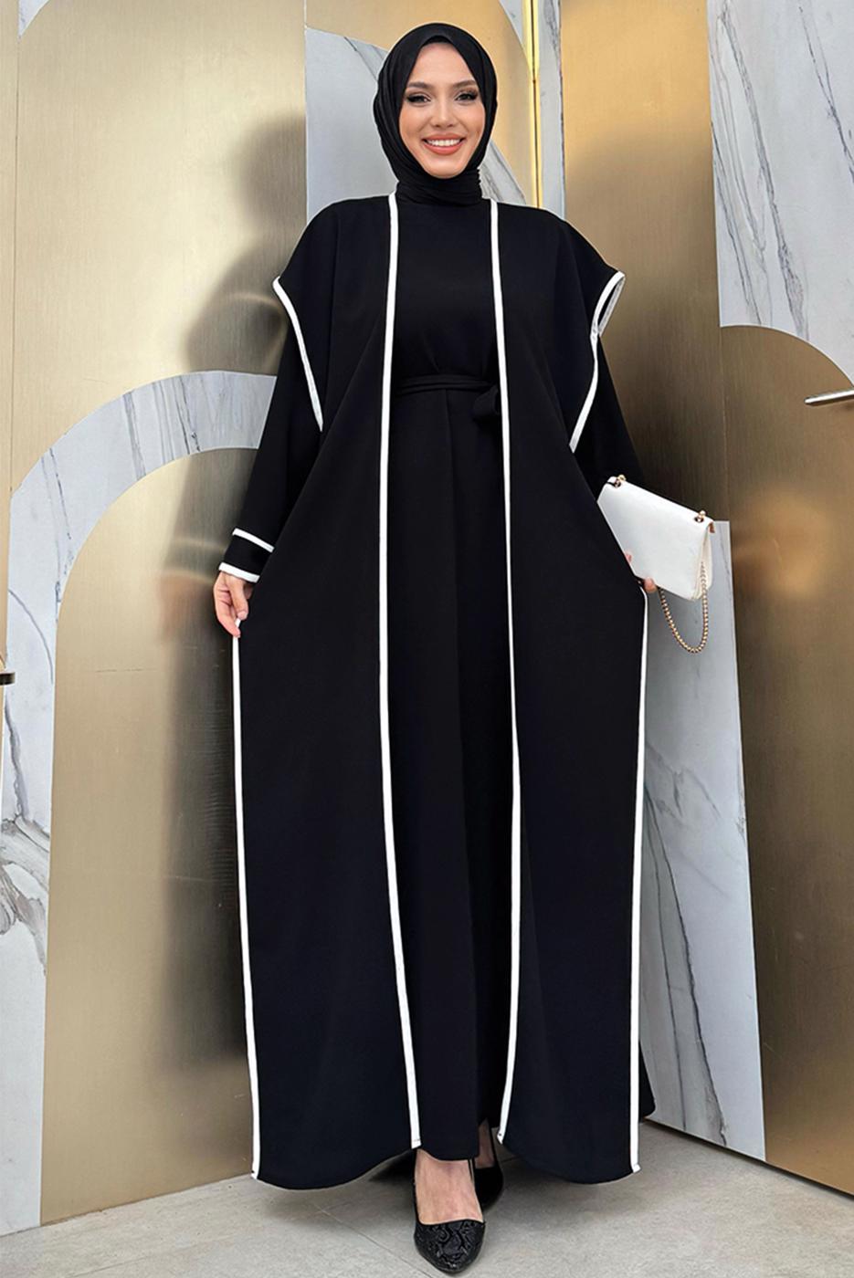 Vêtements hijab NOIR COSTUME AVEC GILET T 5848