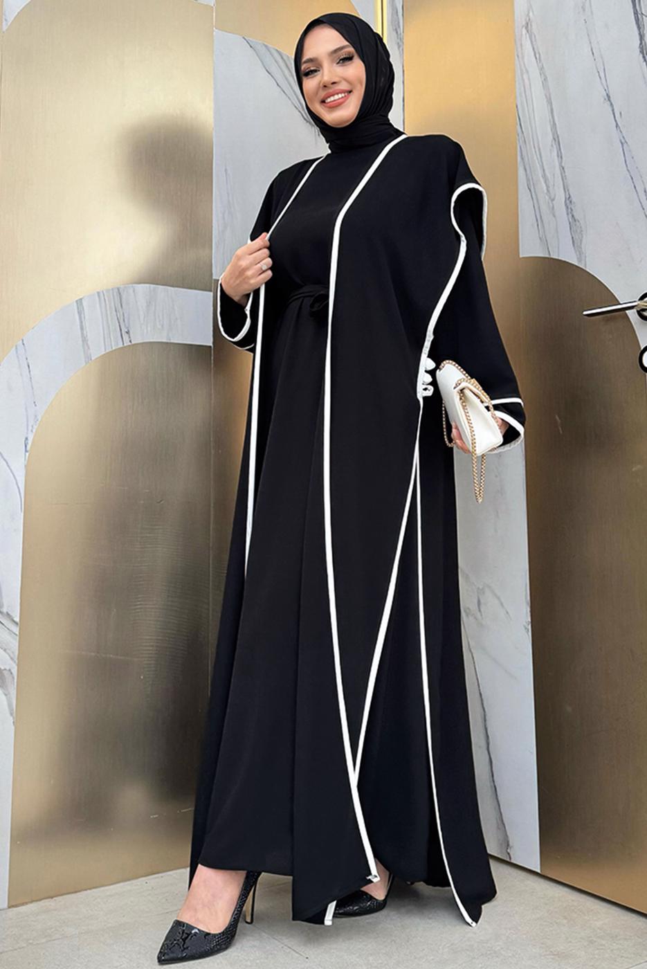 Vêtements hijab NOIR COSTUME AVEC GILET T 5848