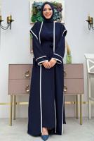 Vêtements hijab BLEU MARINE COSTUME AVEC GILET T 5848