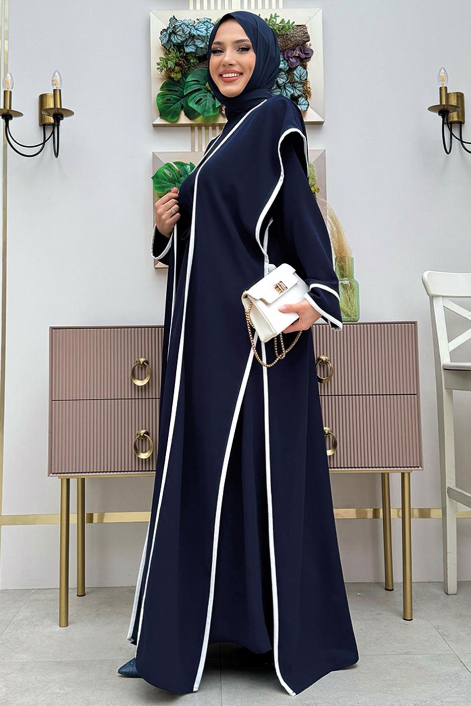 Vêtements hijab BLEU MARINE COSTUME AVEC GILET T 5848