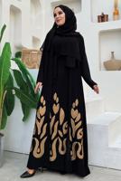 Vêtements hijab NOIR COSTUME ROBE CEINTURE T 5948