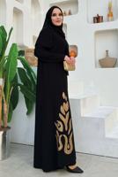 Vêtements hijab NOIR COSTUME ROBE CEINTURE T 5948