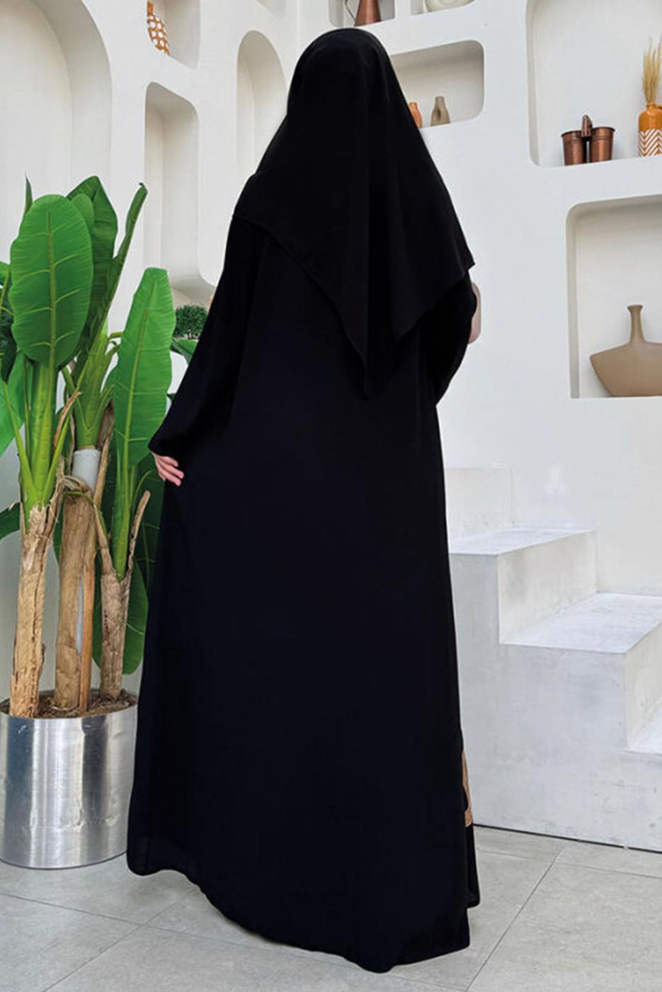 Vêtements hijab NOIR COSTUME ROBE CEINTURE T 5948