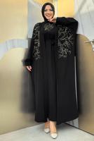 Vêtements hijab NOIR TAILLEUR ROBE BRODÉE T 6848
