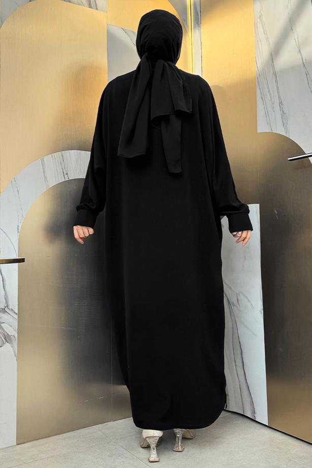 Vêtements hijab NOIR TAILLEUR ROBE BRODÉE T 6848 - TRENDTESETTÜR