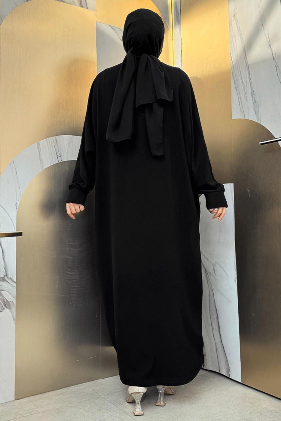 Vêtements hijab NOIR TAILLEUR ROBE BRODÉE T 6848