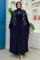 Vêtements hijab BLEU MARINE TAILLEUR ROBE BRODÉE T 6848