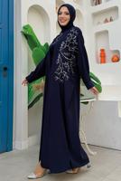 Vêtements hijab BLEU MARINE TAILLEUR ROBE BRODÉE T 6848