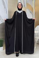 Tesettür giyim SİYAH TAŞLI PELERİNLİ ELBİSELİ TAKIM T 6948