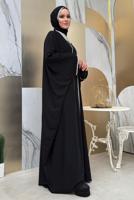 Tesettür giyim SİYAH TAŞLI PELERİNLİ ELBİSELİ TAKIM T 6948