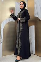 Tesettür giyim SİYAH PUL İŞLEMELİ YELEKLİ ELBİSE T 8948