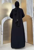 Tesettür giyim SİYAH PUL İŞLEMELİ YELEKLİ ELBİSE T 8948