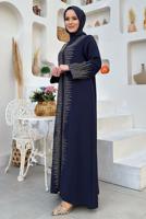 Tesettür giyim LACİVERT PUL İŞLEMELİ YELEKLİ ELBİSE T 8948