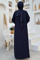 Tesettür giyim LACİVERT PUL İŞLEMELİ YELEKLİ ELBİSE T 8948