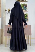 Tesettür giyim SİYAH BİSİKLET YAKA ELBİSELİ TAKIM T 9583