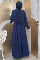 Tesettür giyim LACİVERT BİSİKLET YAKA ELBİSELİ TAKIM T 9583