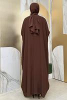 Tesettür giyim KAHVE İŞLEME DETAYLI ELBİSELİ TAKIM T 9948