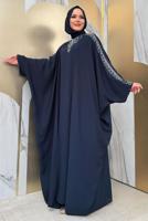 Tesettür giyim LACİVERT İŞLEME DETAYLI ELBİSELİ TAKIM T 9948