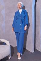 Tesettür giyim LACİVERT KUŞAKLI PANTOLONLU TAKIM T 0114