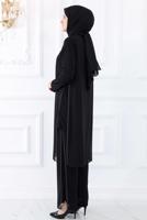 Tesettür giyim SİYAH BÜYÜK BEDEN PANTOLONLU ABİYE TAKIM T 0131