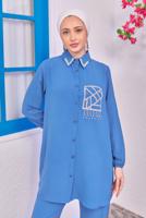 Tesettür giyim LACİVERT TAŞLI PANTOLONLU TAKIM T 0193