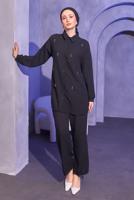 Tesettür giyim SİYAH TAŞ DETAYLI PANTOLONLU TAKIM T 0414