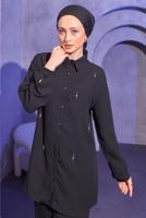 Tesettür giyim SİYAH TAŞ DETAYLI PANTOLONLU TAKIM T 0414