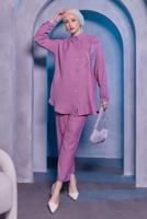Hijab clothing PURPLE PANTS SUIT WITH GEM T 0783