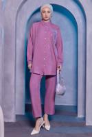 Hijab clothing PURPLE PANTS SUIT WITH GEM T 0783