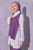Tesettür giyim MOR İNCİ DETAYLI ÜÇLÜ PANTOLONLU TAKIM T 0804