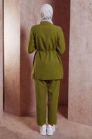 Tesettür giyim YEŞİL BAĞCIK DETAYLI PANTOLONLU TAKIM T 0891