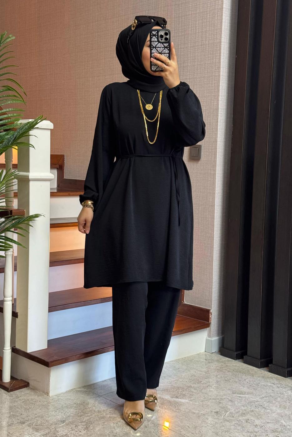 Vêtements hijab NOIR COSTUME PANTALON T 1071