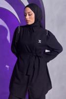 Tesettür giyim SİYAH BROŞ DETAYLI PANTOLONLU TAKIM T 1193