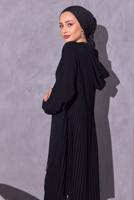 Tesettür giyim SİYAH KAPÜŞONLU PANTOLONLU TAKIM T 1214