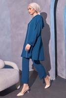 Tesettür giyim LACİVERT KAPÜŞONLU PANTOLONLU TAKIM T 1214