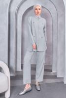 Tesettür giyim GRİ DÜĞMELİ PANTOLONLU TAKIM T 1283