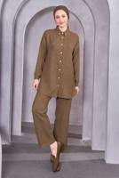 Hijab clothing BROWN BUTTONED PANTS SUIT T 1283