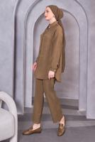 Hijab clothing BROWN BUTTONED PANTS SUIT T 1283