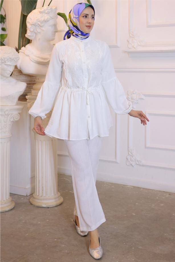 Vêtements hijab  LACE DETAILED PANTS SUIT T 14616 - TRENDTESETTÜR