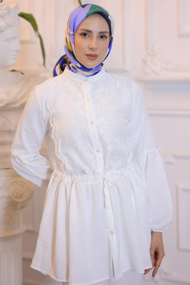 Vêtements hijab  LACE DETAILED PANTS SUIT T 14616 - TRENDTESETTÜR