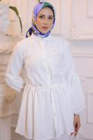 Tesettür giyim KREM DANTEL DETAYLI PANTOLONLU TAKIM T 14616