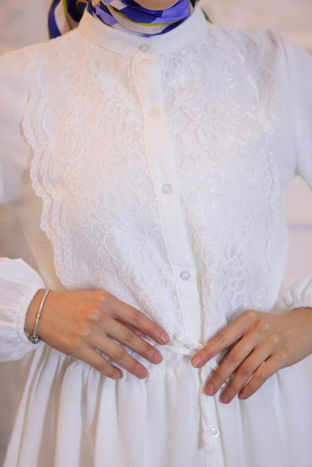 Vêtements hijab  LACE DETAILED PANTS SUIT T 14616 - TRENDTESETTÜR