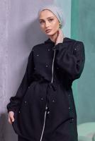 Tesettür giyim SİYAH KAPÜŞONLU PANTOLONLU TAKIM T 1493